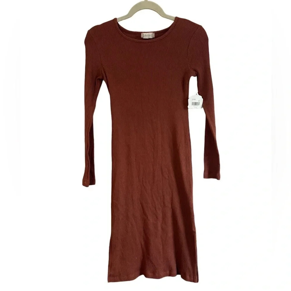 NWT ALTAR’D STATE RIBBED LONG SLEEVE MIDI DRESS